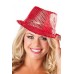 Sequin Fedora Hat - Red
