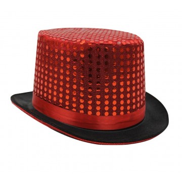 Sequin Top Hat Red
