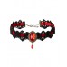 Gothic black lace with red rhinestone Choker