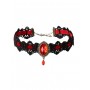 Gothic black lace with red rhinestone Choker