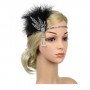 1920s Flapper Headband with Gem - Black