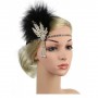 1920s Flapper Headband with Gem - Black/Gold