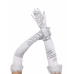 Long Satin Gloves With Feather - White