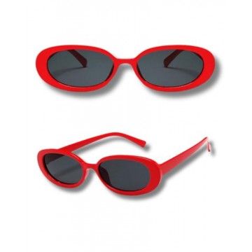 RETRO OVAL SUNGLASSES - RED