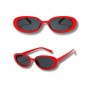 RETRO OVAL SUNGLASSES - RED