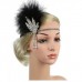 1920s Flapper Headband with Gem - Black/Silver