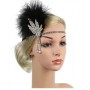 1920s Flapper Headband with Gem - Black/Silver